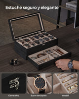 Songmics — Caja de Madera Premium para 12 Relojes