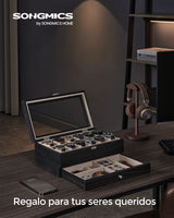 Songmics — Caja de Madera Premium para 12 Relojes