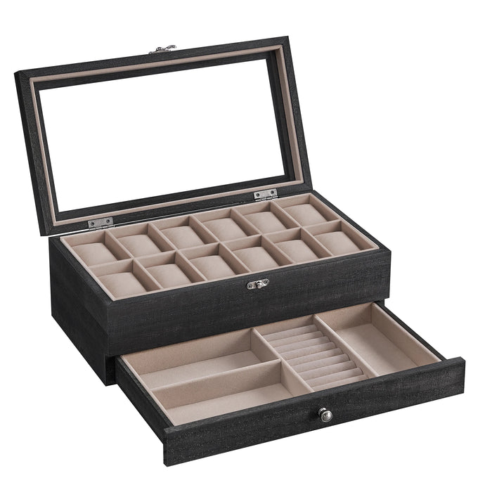 Songmics — Caja de Madera Premium para 12 Relojes