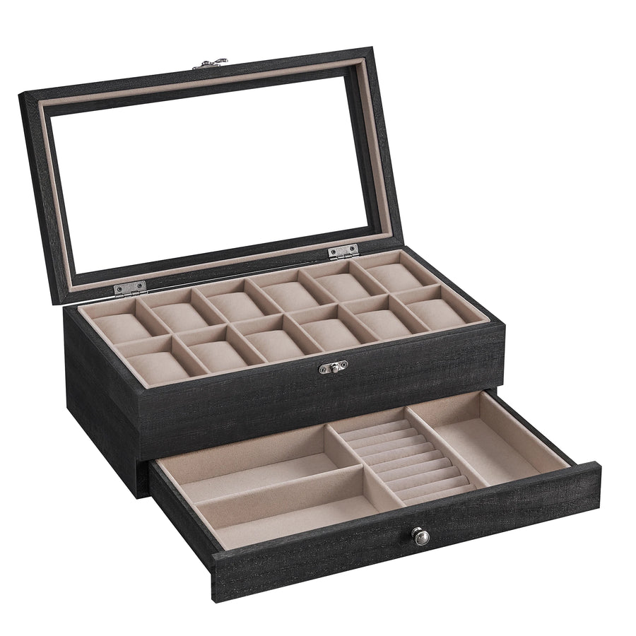 Songmics — Caja de Madera Premium para 12 Relojes