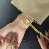 Reloj Mujer Elegante Brazalete Dorado — Cuarzo Minimalista