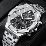 BINBOND B0161 — Reloj Hombre Luminoso Acero Inoxidable