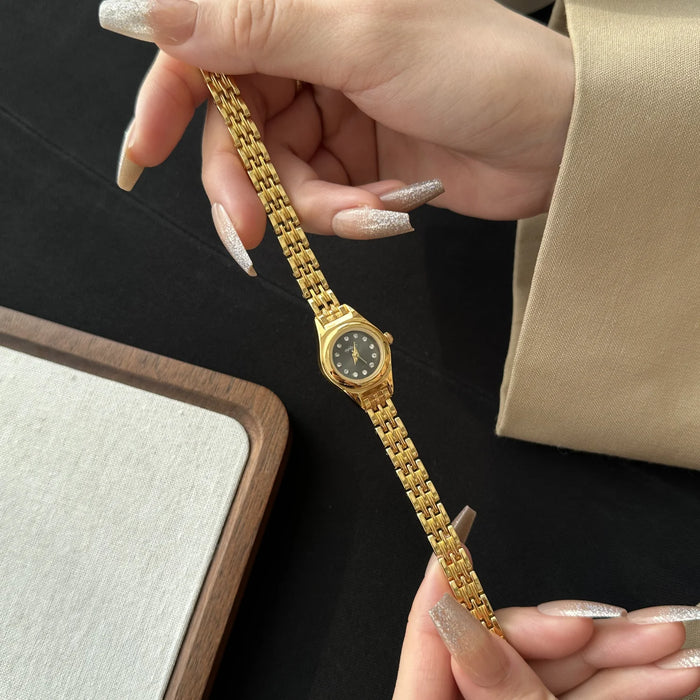 Reloj Mujer Elegante Brazalete Dorado — Cuarzo Minimalista