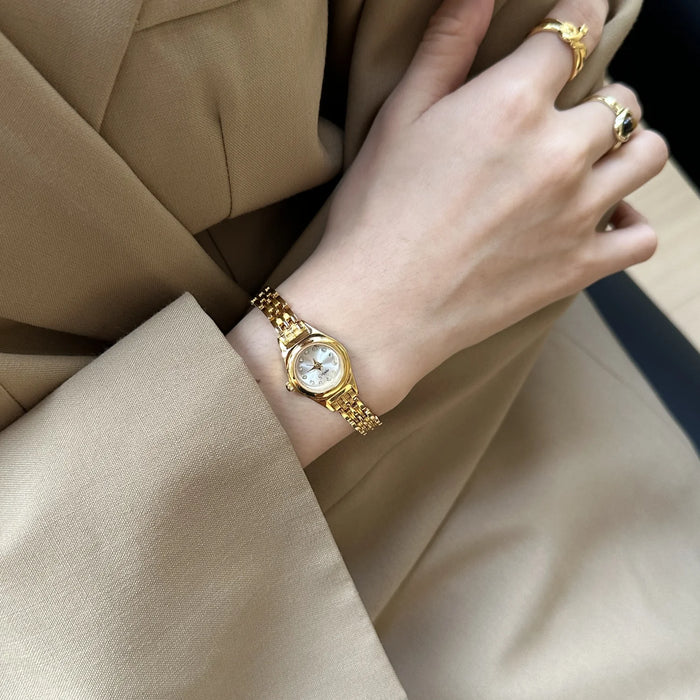 Reloj Mujer Elegante Brazalete Dorado — Cuarzo Minimalista