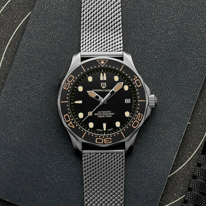 PAGANI DESIGN PD-1667 — Automático Retro NH35 · Bisel Cerámico · Zafiro Dome